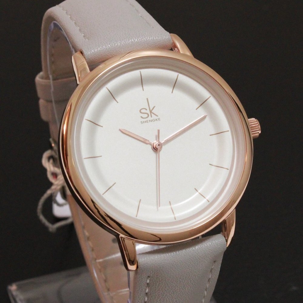 Ladies Dress Quartz Watch White Dial Grey Strap 38mm - Picture 5 of 14